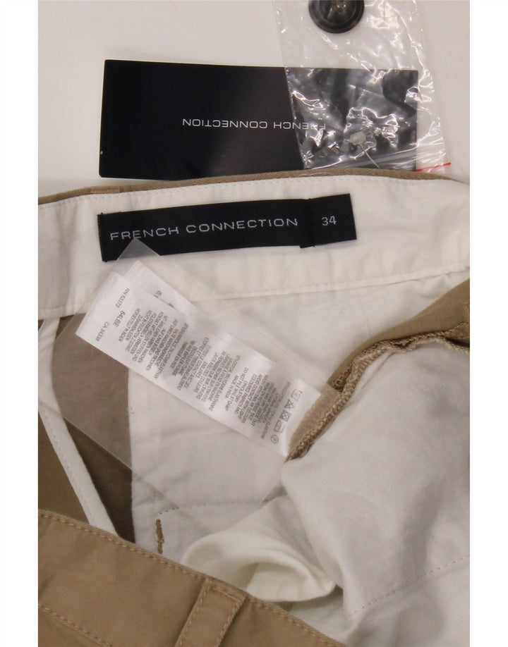 Proste spodnie chino męskie FRENCH CONNECTION W34 L32 Beżowa bawełna