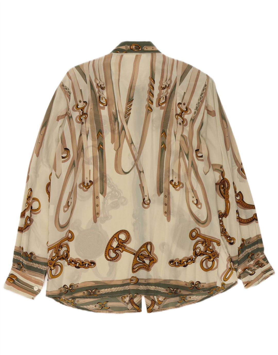 Damska bluzka koszulowa w stylu vintage w abstrakcyjny wzór IT 46 Duży beżowy octan