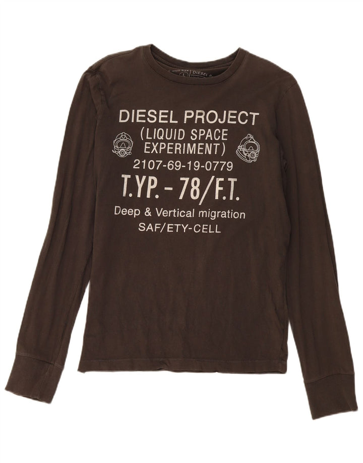 Diesel Męski graficzny top z długim rękawem, duży, bawełniany khaki