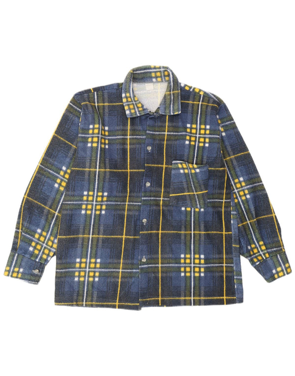 Vintage męska koszula flanelowa w średnią niebieską kratkę