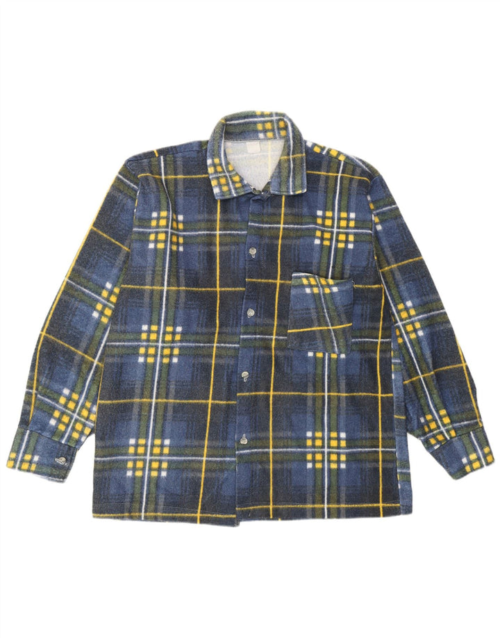 Vintage męska koszula flanelowa w średnią niebieską kratkę