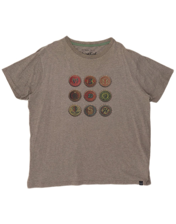 Męska koszulka z grafiką Weird Fish, 4XL, szara, nakrapiana bawełna