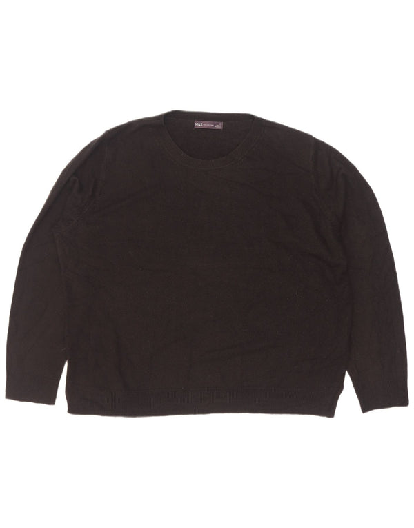 Marks & Spencer Damski sweter z okrągłym dekoltem UK 22 2XL Czarny akryl
