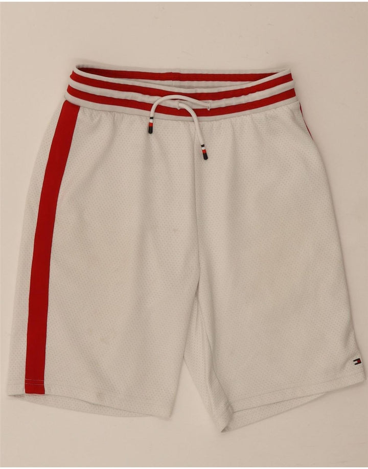 Chłopięce spodenki sportowe Tommy Hilfiger 11-12 lat, biały poliester z blokami kolorów