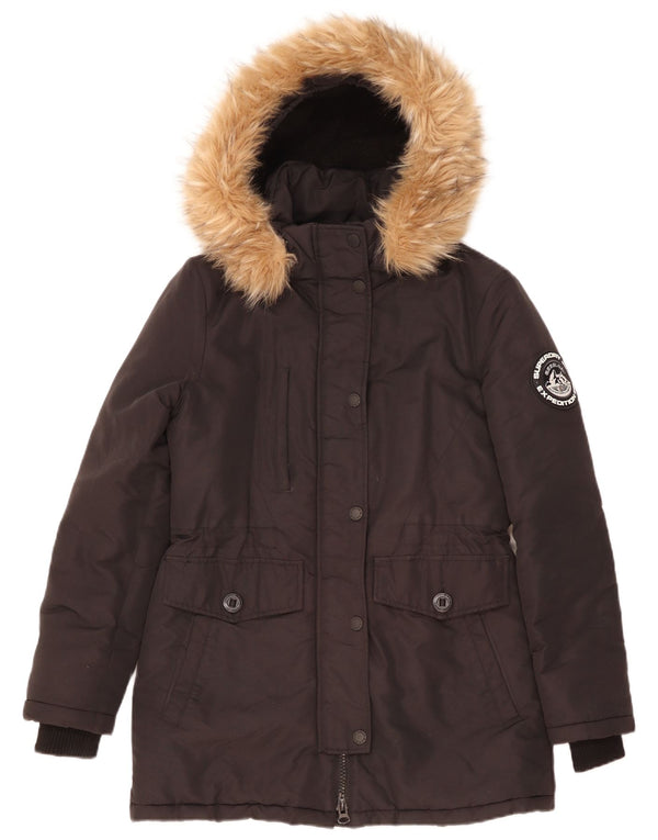 Damska kurtka Superdry z kapturem i luźnym krojem, UK 8, mały, czarny nylon