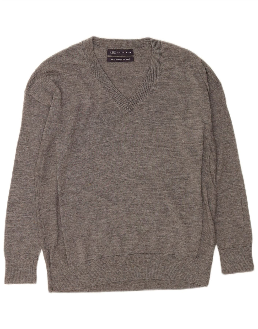 Marks & Spencer Damski sweter oversize z dekoltem w kształcie litery V, UK 6 XS, szary