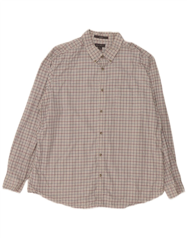 Męska koszula o swobodnym kroju Eddie Bauer XL w białą kratkę, bawełniana