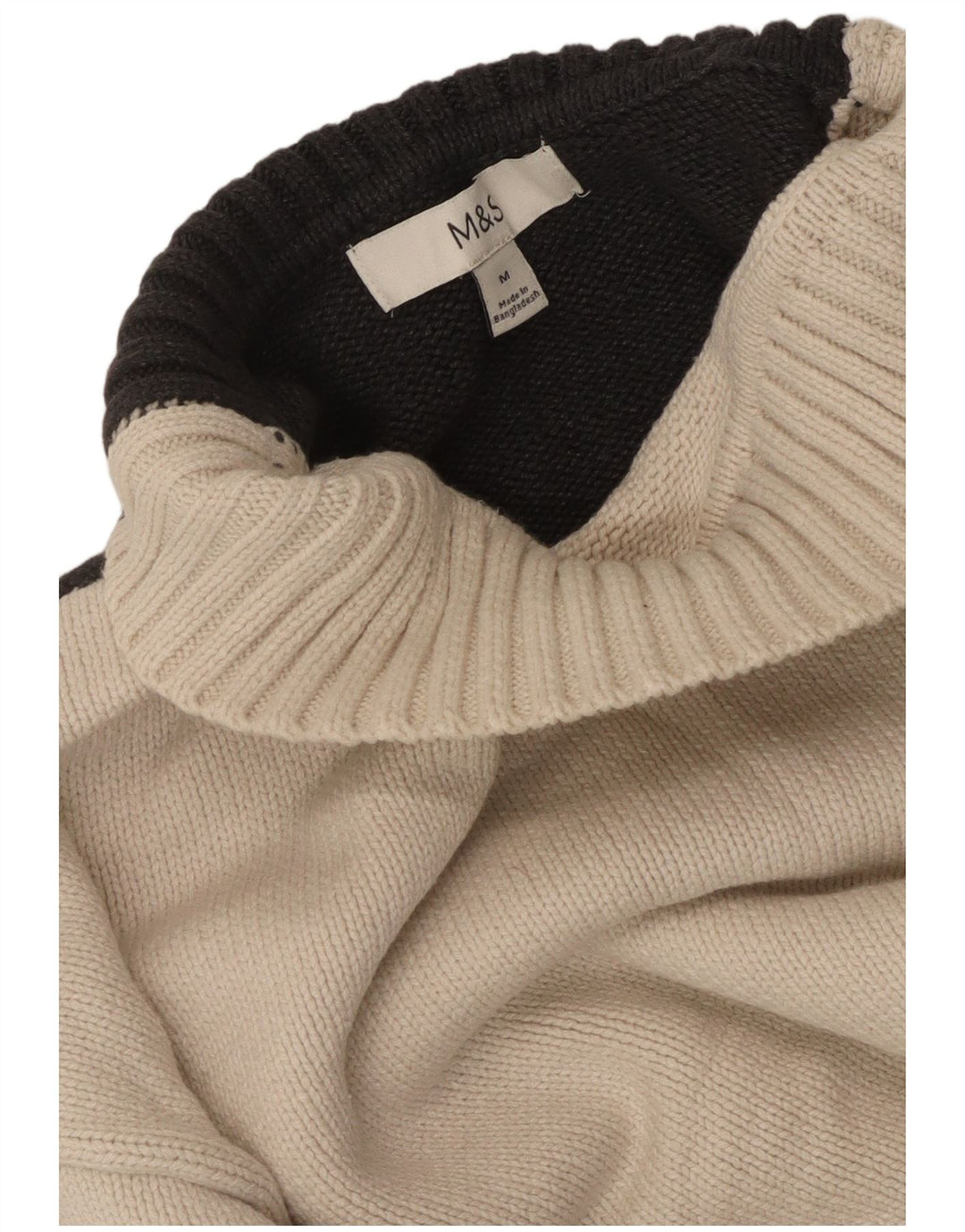 MARKS & SPENCER Damski sweter z golfem UK 14 Średni biały