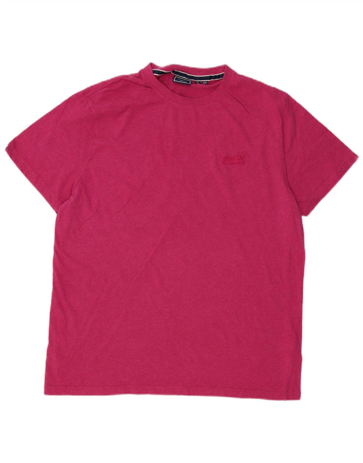 SUPERDRY Męski T-shirt Top 2XL Różowy Bawełniany