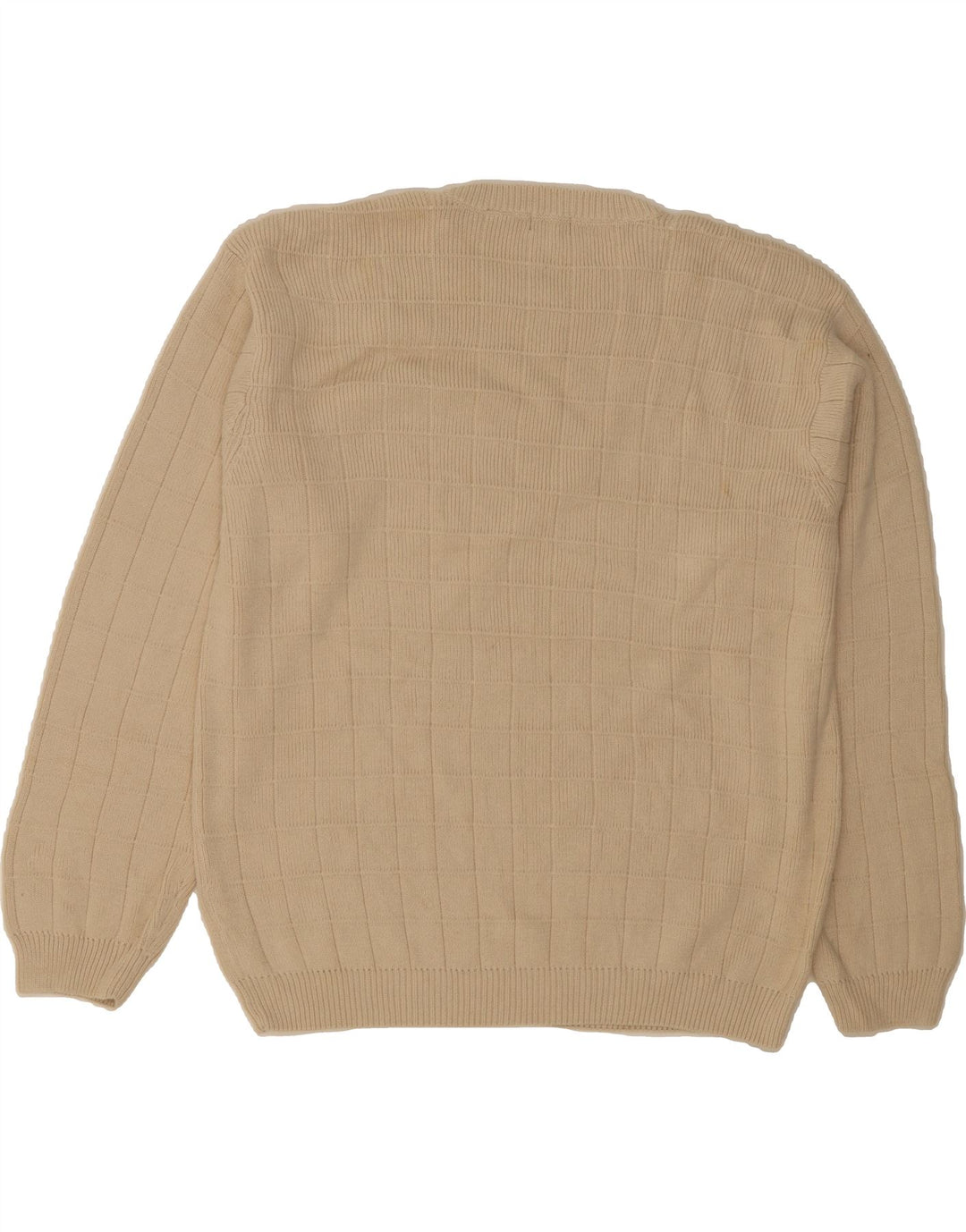 IZOD Mens Crew Neck Jumper Sweater XL Beige Check Cotton Vintage Izod and Second-Hand Izod from Messina Hembry 
