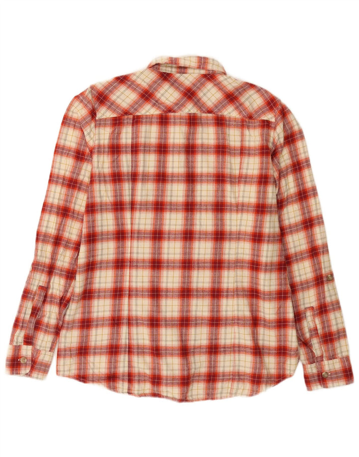 Damska koszula flanelowa Eddie Bauer UK 14, bawełniana w średnią czerwoną kratkę
