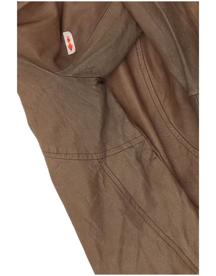 Vintage damska kurtka skórzana typu Crop UK 10 Small Beige
