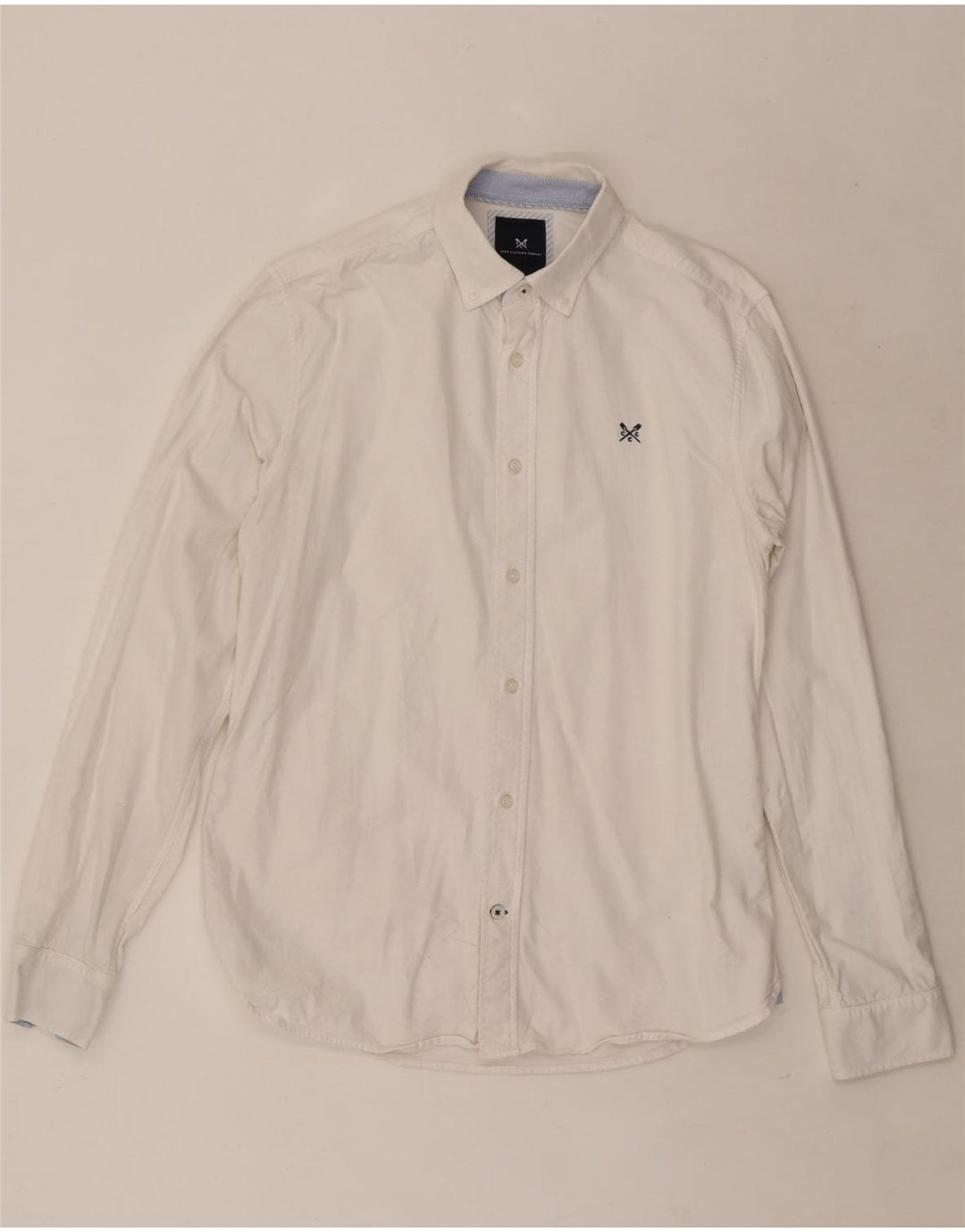Crew Clothing Męska koszula slim fit, mała, biała, bawełniana
