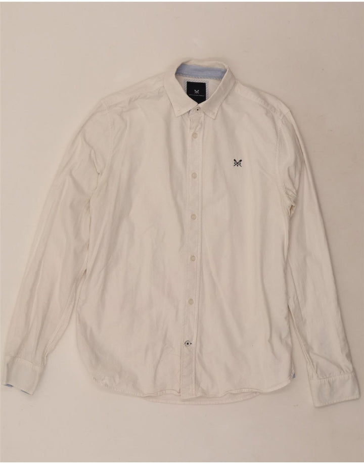 Crew Clothing Męska koszula slim fit, mała, biała, bawełniana