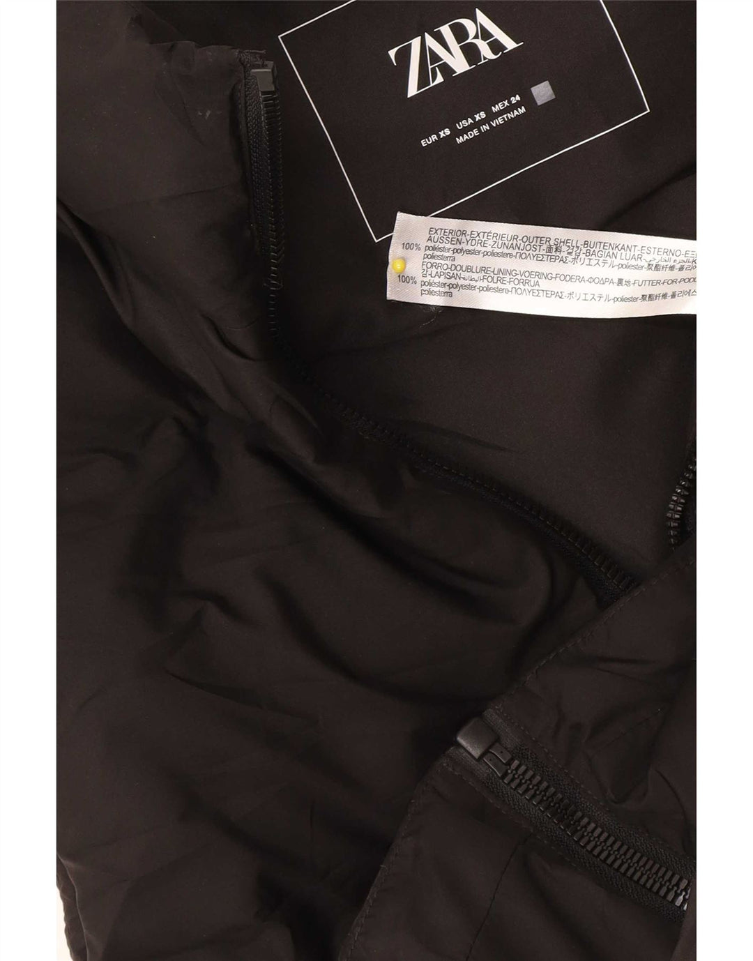 Damska oversize'owa wyściełana kamizelka Zara UK 6 XS, czarna, poliester