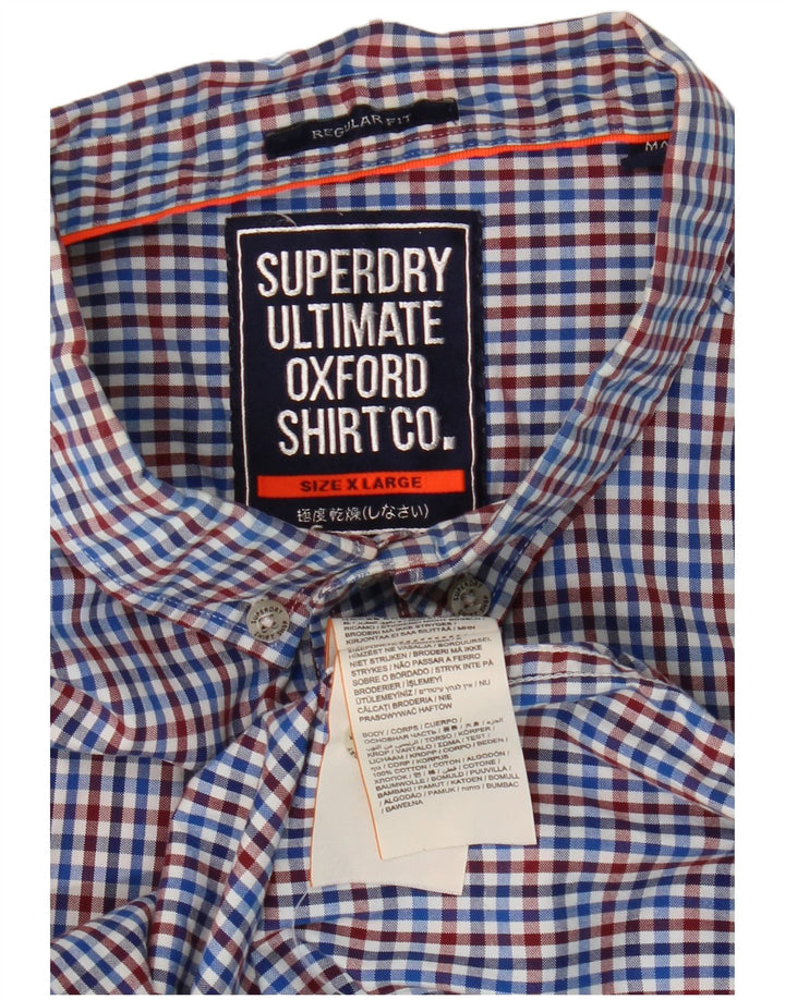 Męska koszula Superdry o regularnym kroju XL, niebieska bawełniana kratka