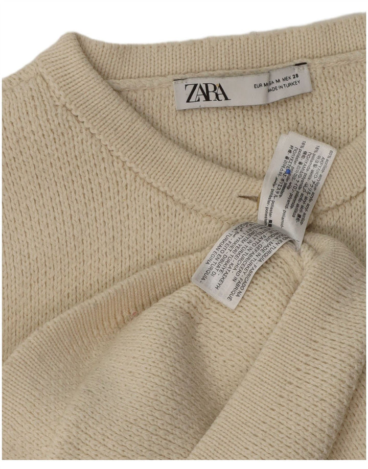 Sweter damski Zara Crop Cardigan UK 14 Medium Off White