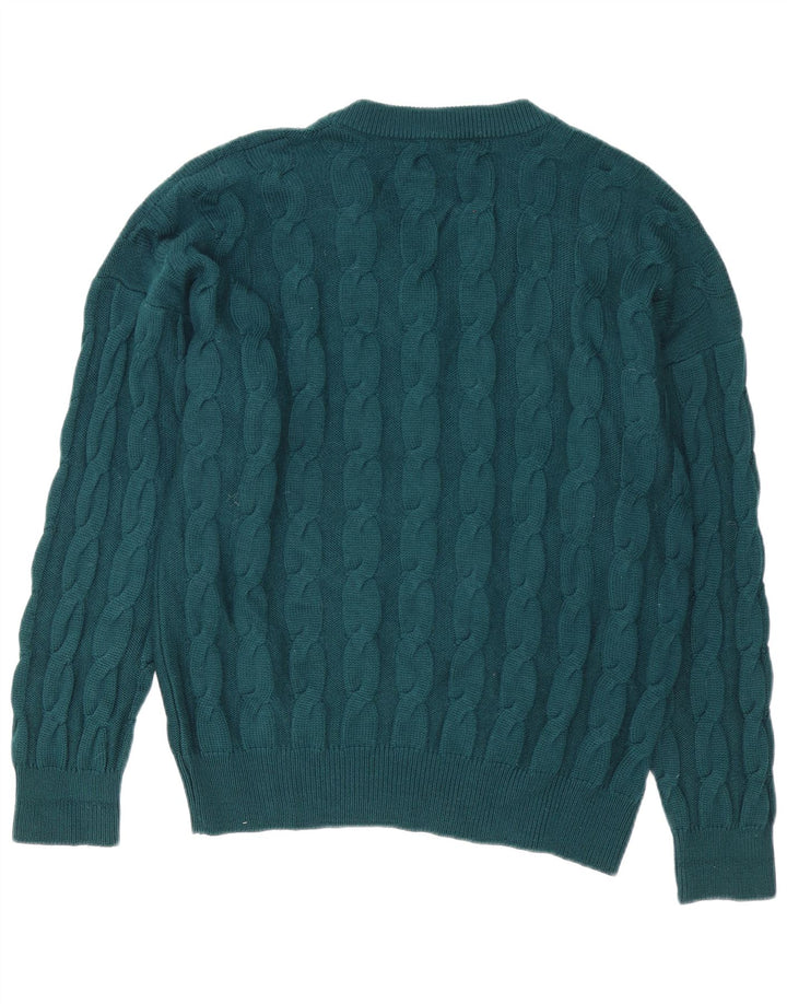 Męski sweter Fila z dekoltem w szpic IT 52, duży, zielony, z dziewiczej wełny
