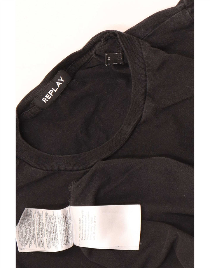 Chłopięcy T-shirt z grafiką Replay, 13-14 lat, średnia czarna bawełna