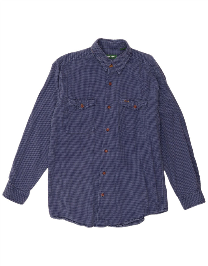 Męska koszula flanelowa Orvis, duża, niebieska, bawełniana w pepitkę