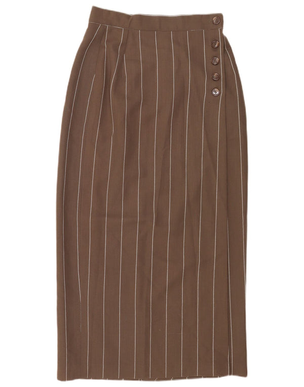 Karen Millen Damska spódnica midi z wysokim stanem US 12 Large W26 w brązowe paski