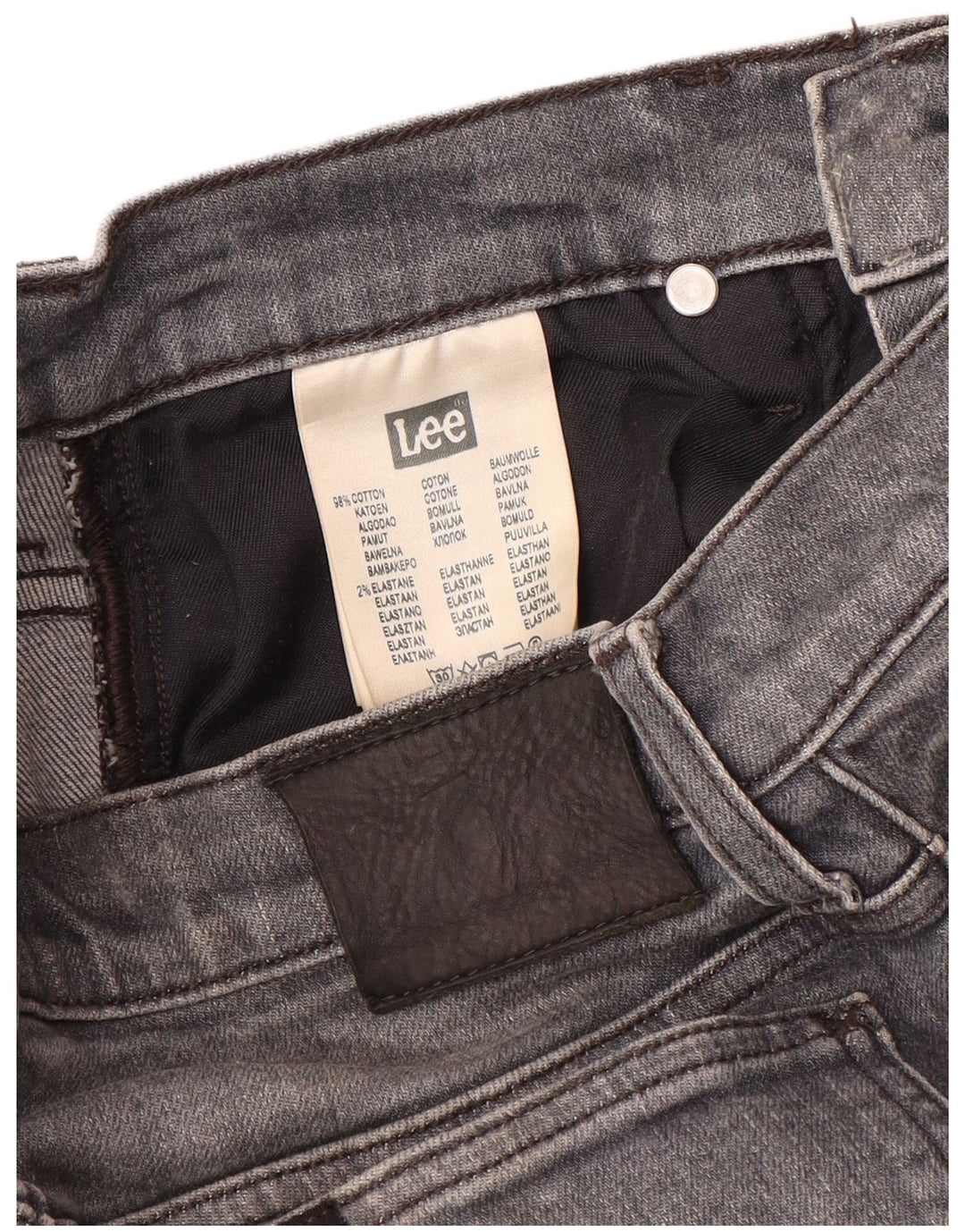 Damskie jeansy Lee Rider Slim W28 L32 Szara bawełna