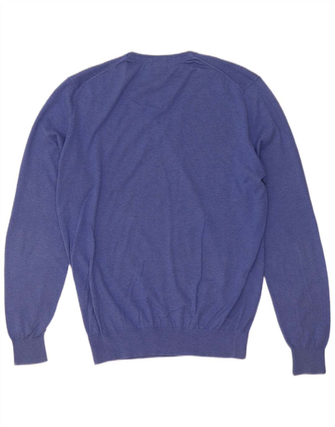 Męski sweter Massimo Dutti z dekoltem w kształcie litery V, średnioniebieski, bawełniany