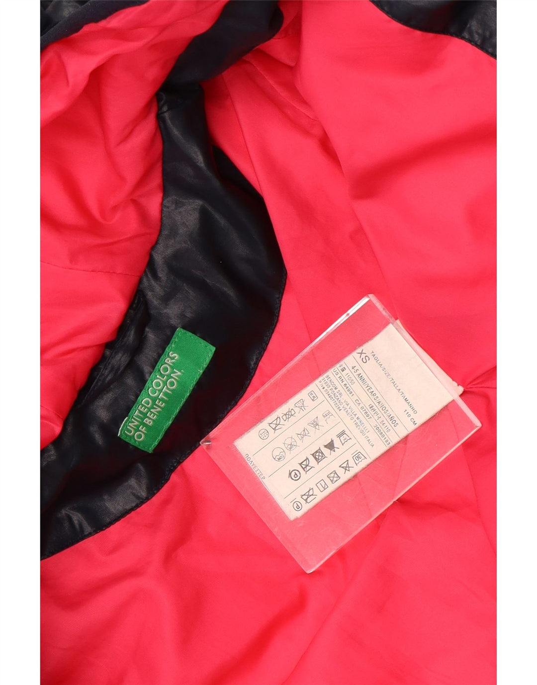 BENETTON Dziewczęca ocieplana kurtka z kapturem 4-5 lat XS Granatowa, poliester