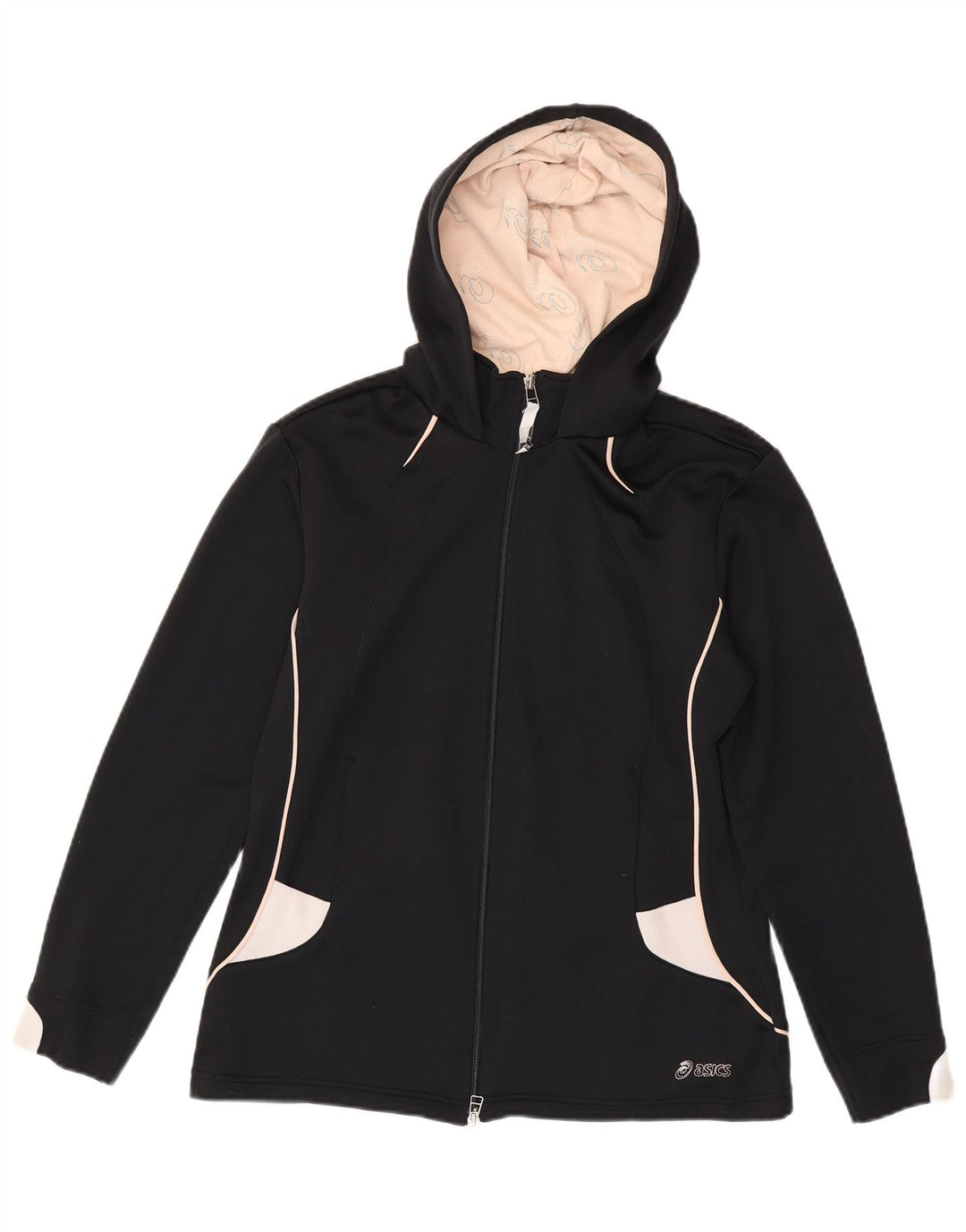 Damski sweter z kapturem i zamkiem Asics UK 14, średni czarny, blok kolorów