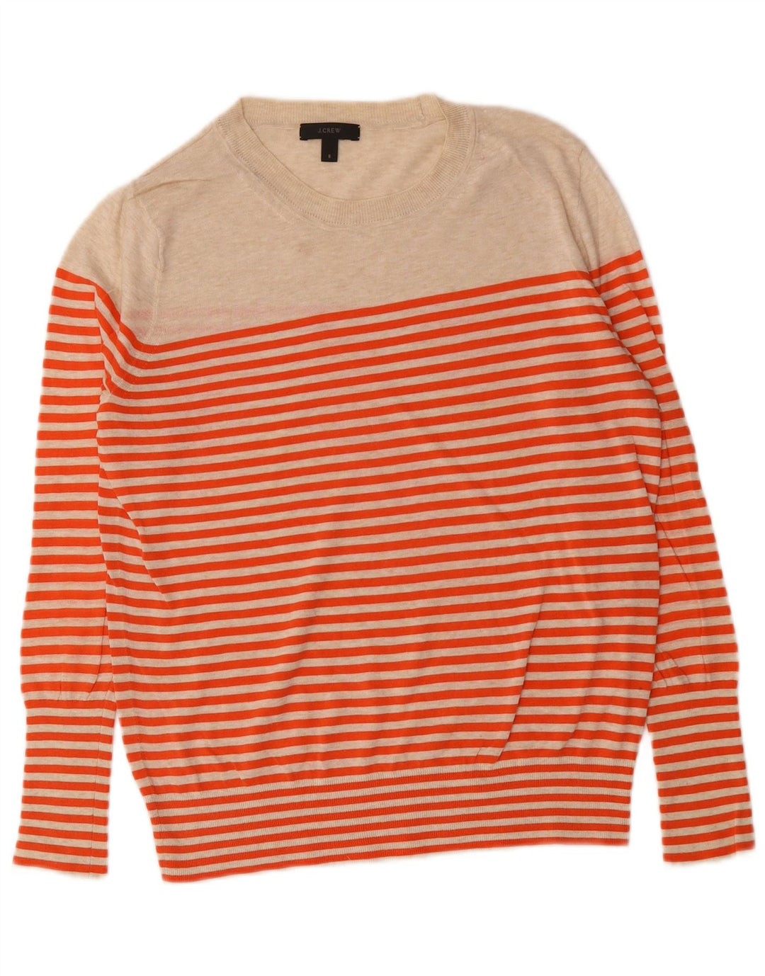Damski sweter J. Crew z okrągłym dekoltem US 6, bawełniany w średnie beżowe paski