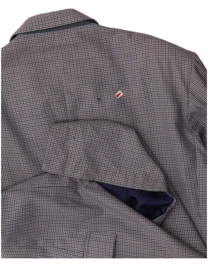 Męska marynarka zapinana na 2 guziki VINTAGE IT 50, duża, wełniana niebieska krata