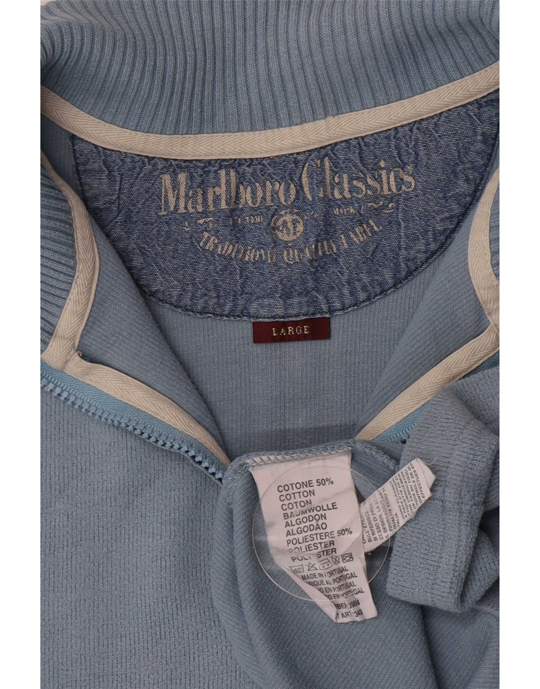 Marlboro Classics Chłopięcy sweter z zamkiem błyskawicznym 15-16 lat, duży, niebieski