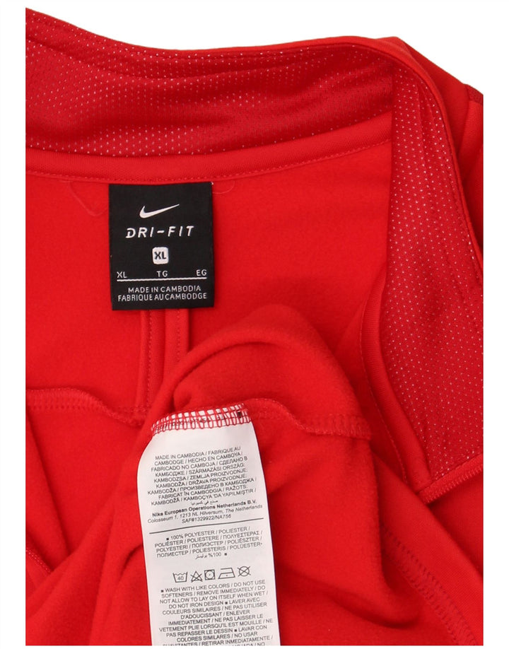 Męski dres Nike Dri Fit z zamkiem błyskawicznym i zamkiem błyskawicznym, XL, czerwony poliester