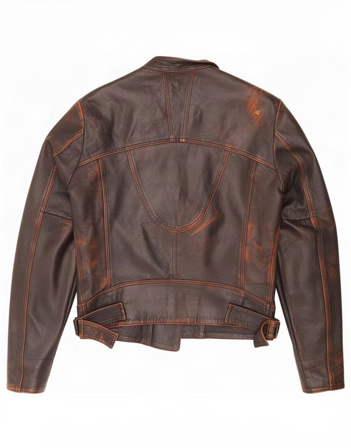 Genny Męska skórzana kurtka motocyklowa UK 38 Medium Brown