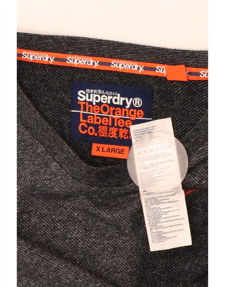 Męski top Superdry z długim rękawem XL, szara, nakrapiana bawełna