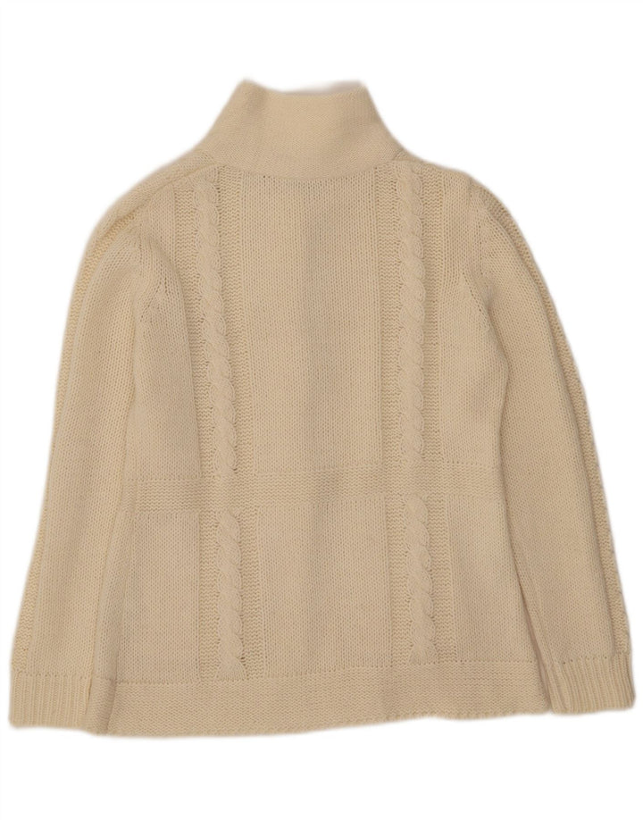 Vintage damski sweter rozpinany IT 42 średni złamany biały akryl