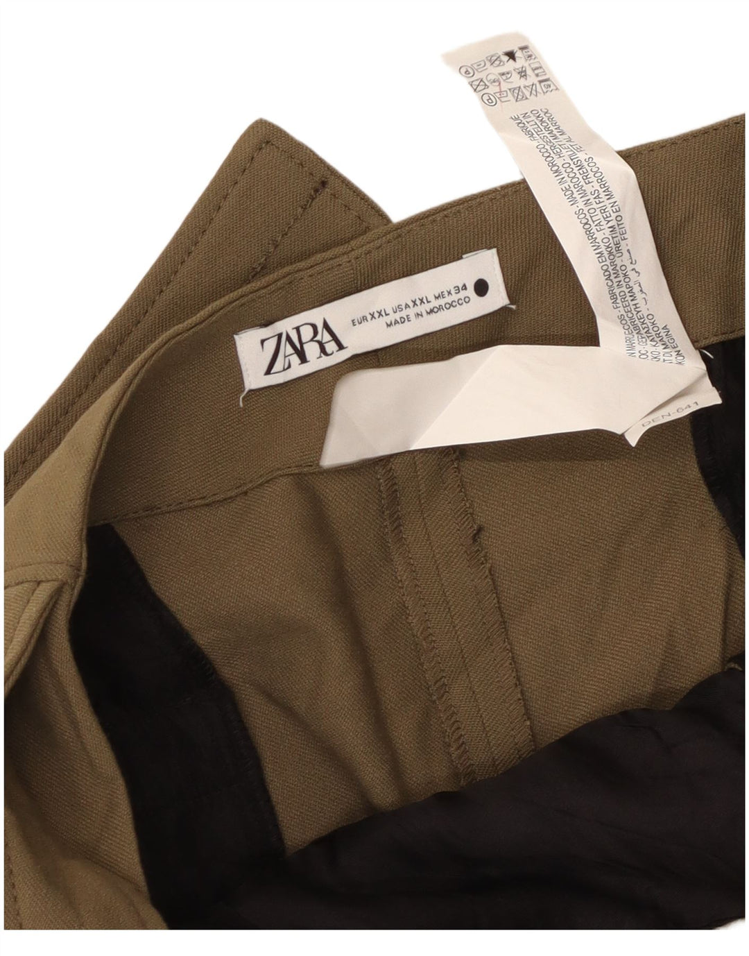 Damskie spodnie Capri Zara 2XL W36 L20 Khaki Poliester