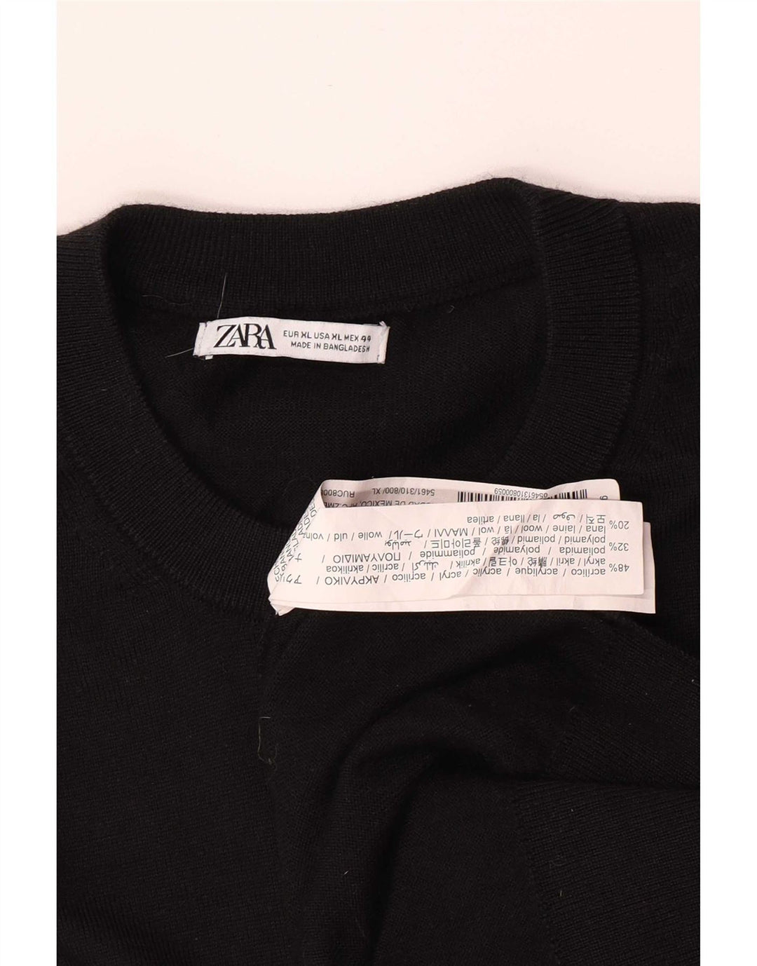 Męski sweter z okrągłym dekoltem Zara XL, czarny akryl