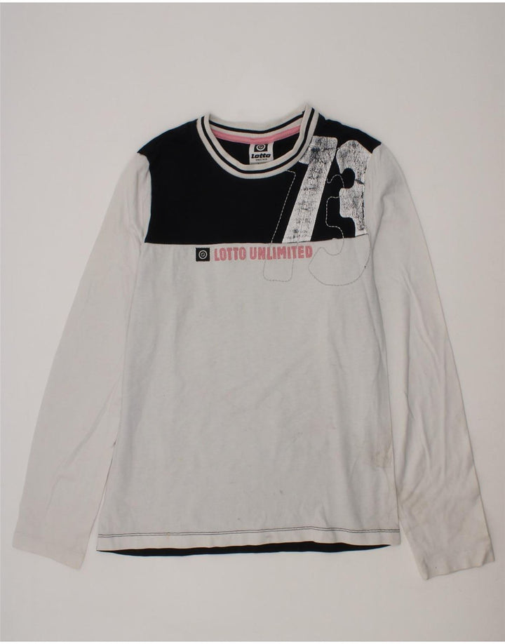 LOTTO Boys Graphic Top Long Sleeve 11-12 Years Medium  White Colourblock Vintage Lotto and Second-Hand Lotto from Messina Hembry 