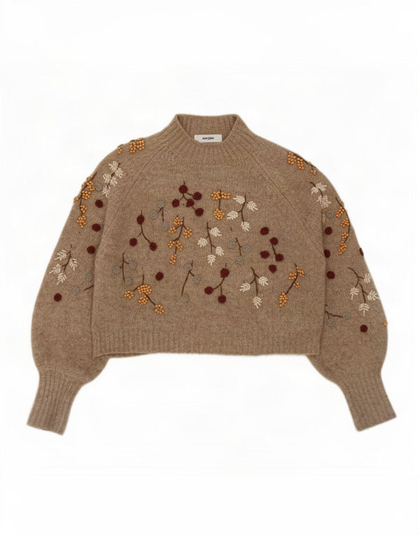 Sweter damski Zara z golfem UK 10, mały, szary w kwiaty