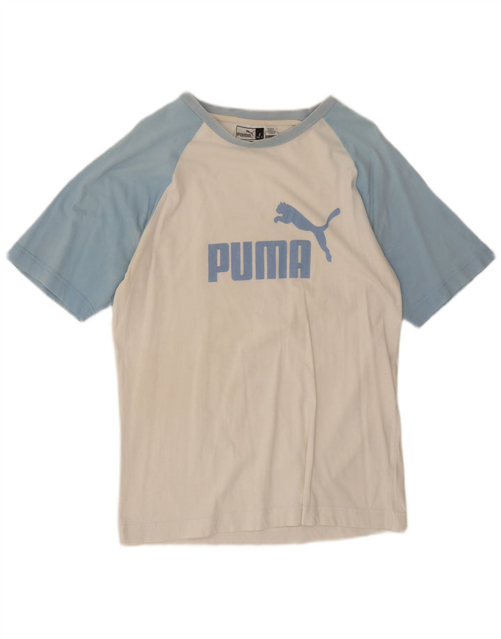 Męski T-shirt Puma z grafiką, duży, biały, z blokami kolorów