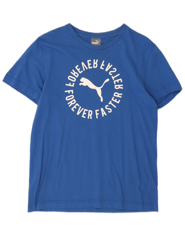 Męski T-shirt z grafiką Puma, duży, niebieski, bawełniany