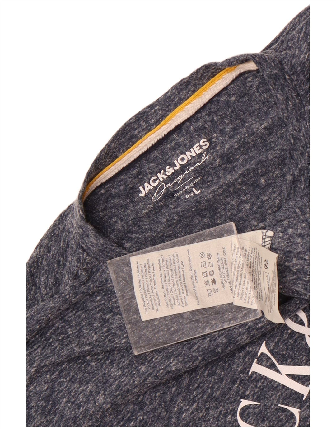 Męski T-shirt z grafiką Jack & Jones, duży, granatowy, nakrapiany poliester