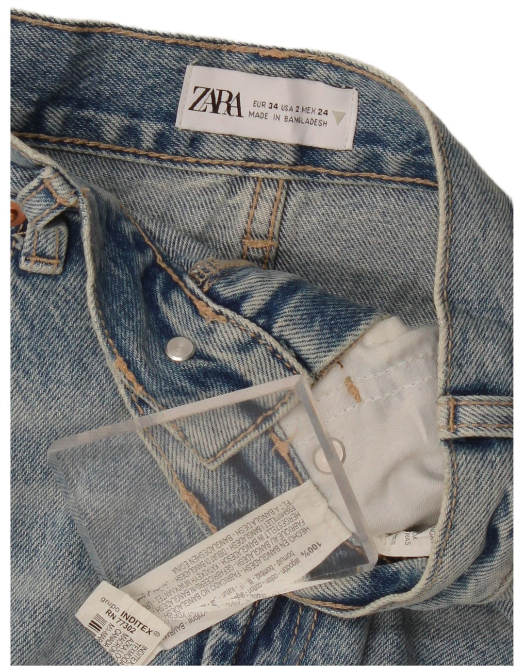 Damskie spodenki jeansowe ZARA z wysokim stanem, EU 34 2XS W24, niebieska bawełna