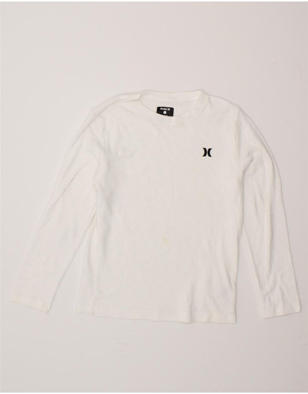 HURLEY Boys Top Long Sleeve 12-13 Years Large White Cotton Vintage Hurley and Second-Hand Hurley from Messina Hembry 