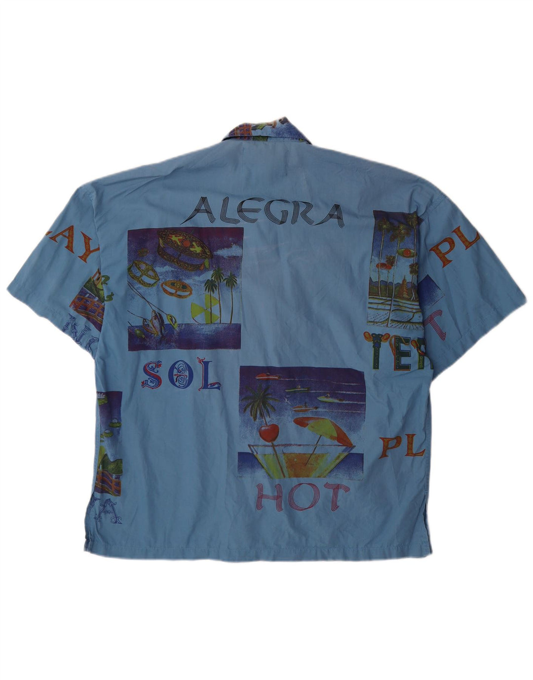 Męska koszula z krótkim rękawem i grafiką TERRANOVA, w kolorze średniego niebieskiego, patchworkowa, bawełniana