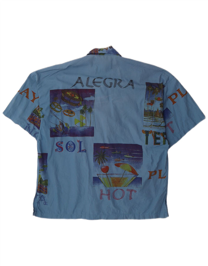 Męska koszula z krótkim rękawem i grafiką TERRANOVA, w kolorze średniego niebieskiego, patchworkowa, bawełniana