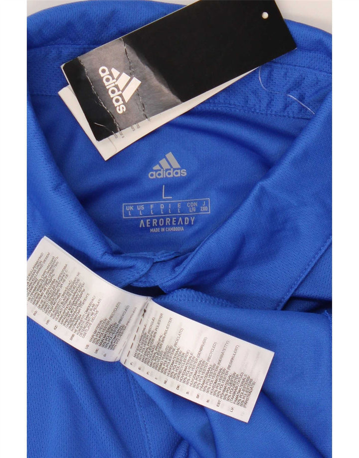 Męska koszulka polo Adidas Aeroready, duża, niebieska, z poliestru