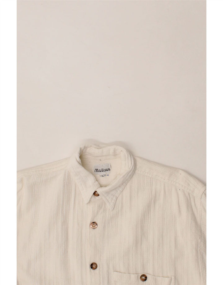 MADISON Mens Short Sleeve Shirt Large White Cotton Vintage Madison and Second-Hand Madison from Messina Hembry 