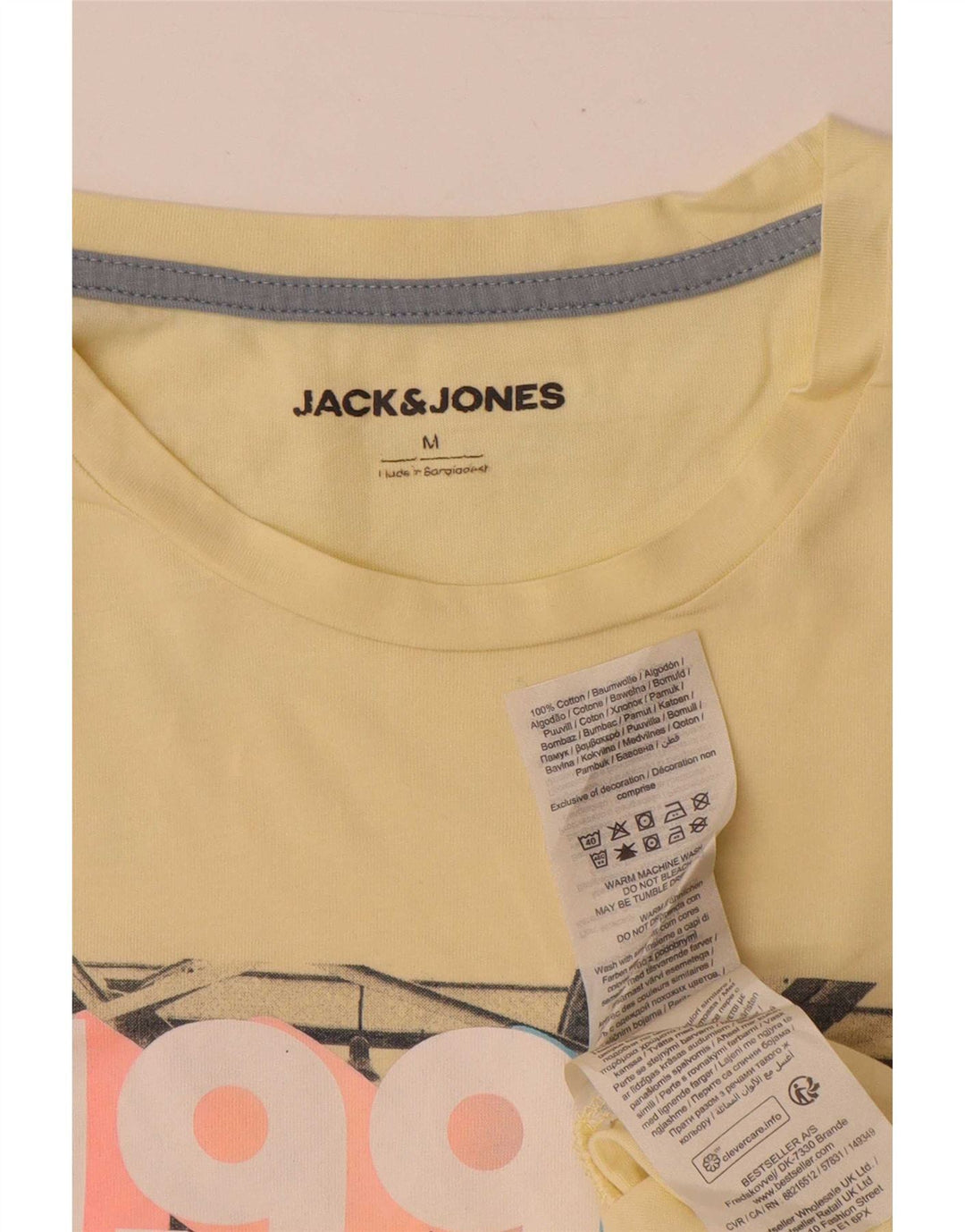 Męska koszulka z grafiką Jack & Jones, średnia żółta bawełna